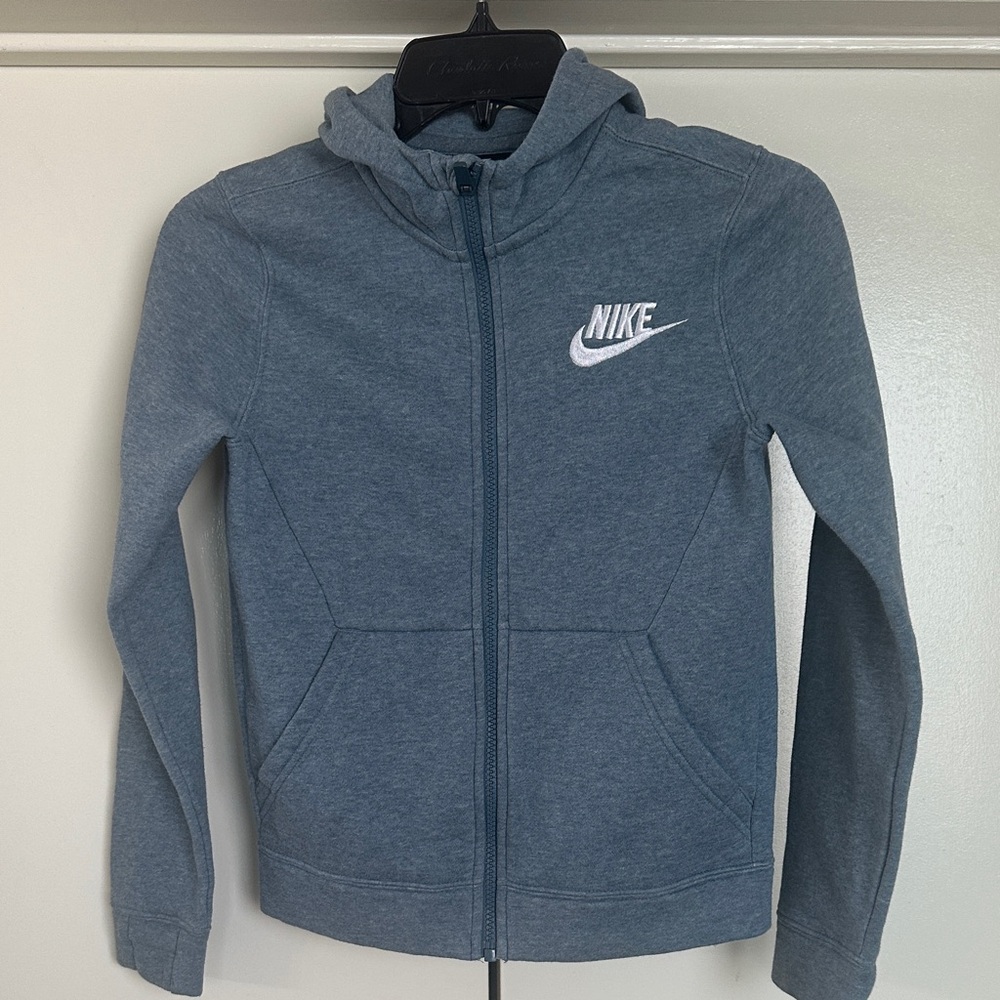Nike Kids Heather Blue Zip-Up Hoodie